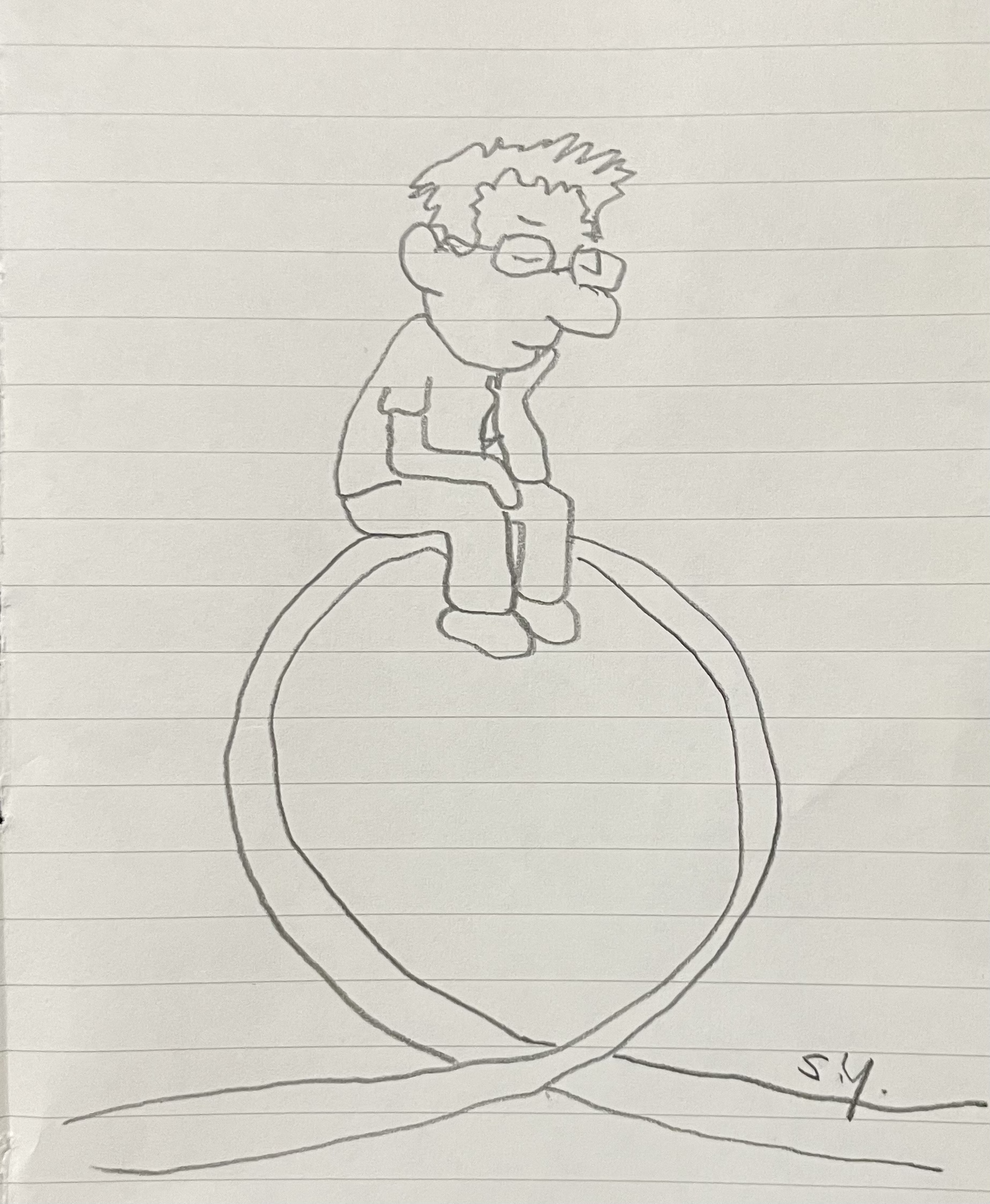 Today is opposite day. I drew this by hand with pencil and paper.
